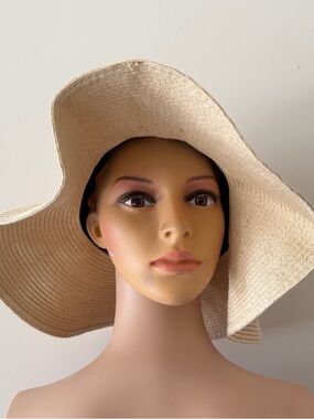 Women's Wide Brim Straw Sun Hat - Cream